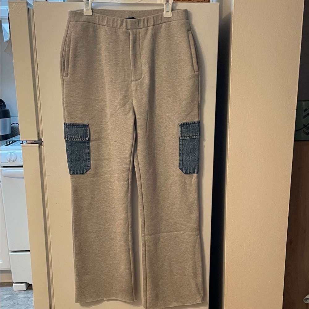 SER.O.YA L Gray Cargo Pants‎ with Blue Jean Pockets